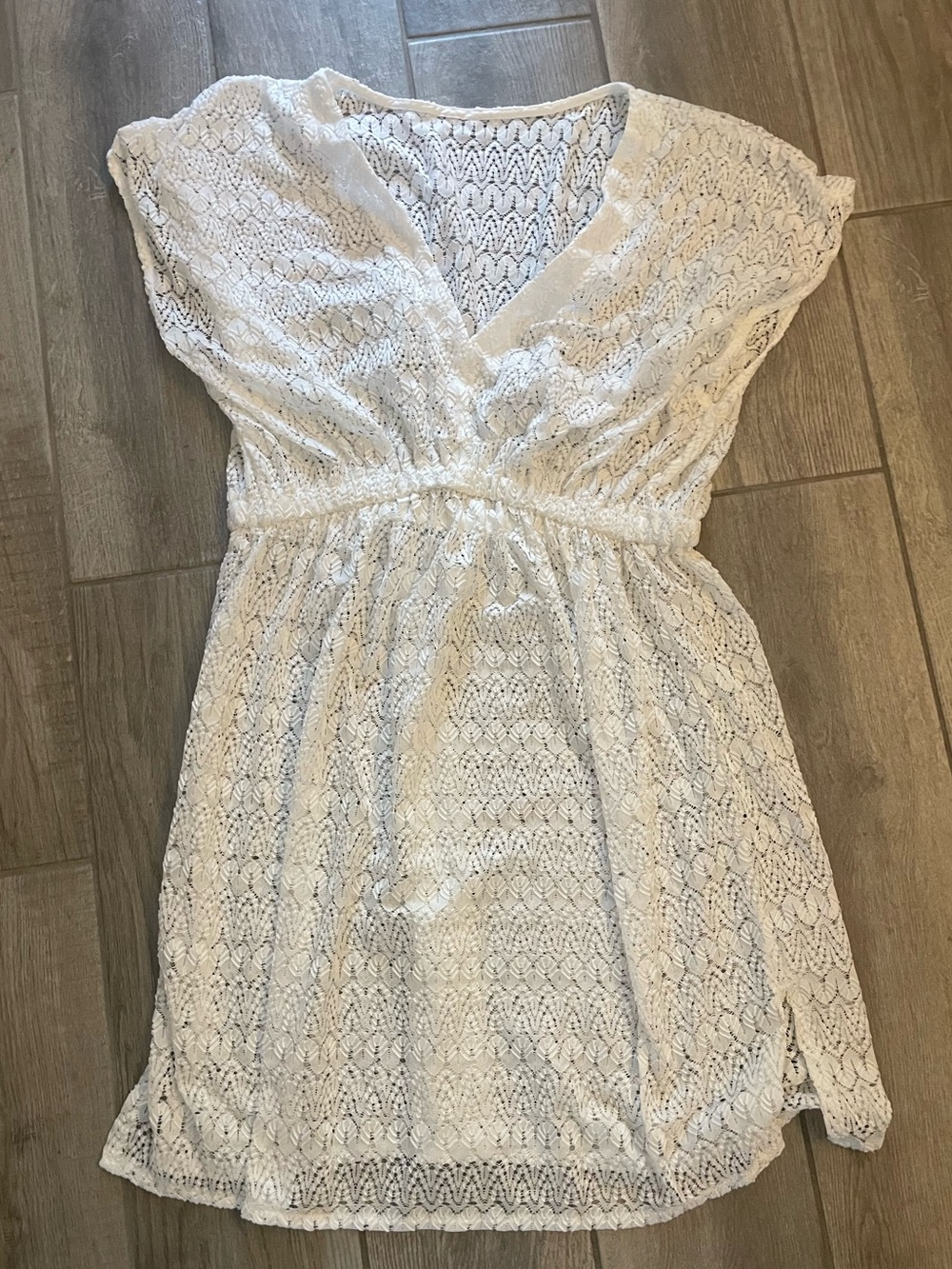 Cupshe white lace patterned swim cover up Size S/M
